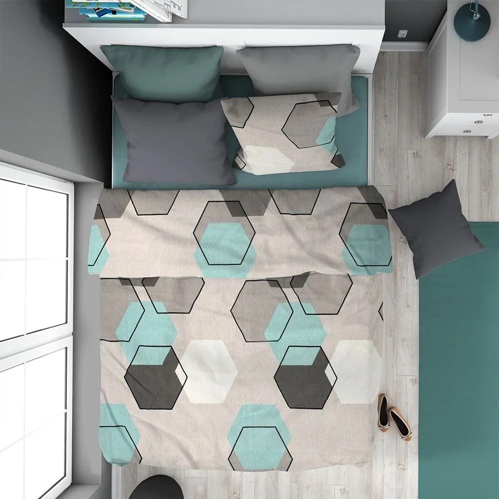 Σεντόνια Hexagon 395 (Σετ 3τμχ) Grey DimCol Μονό 160x240cm Βαμβάκι-Πολυέστερ