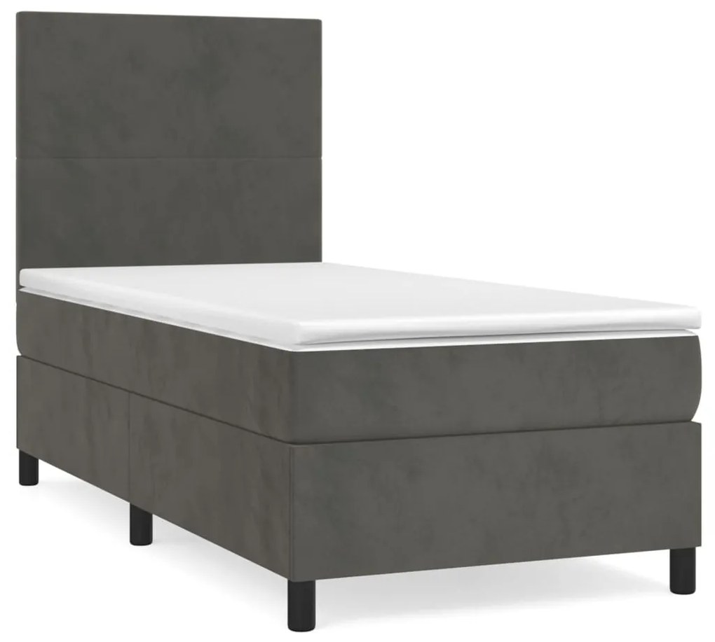 ΚΡΕΒΑΤΙ BOXSPRING ΜΕ ΣΤΡΩΜΑ ΣΚΟΥΡΟ ΓΚΡΙ 90X200 ΕΚ. ΒΕΛΟΥΔΙΝΟ 3142882