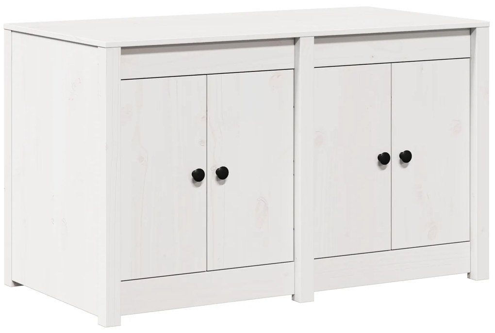 vidaXL Ντουλάπι Εξωτερικής Κουζίνας Λευκό 106x55x64 εκ. Μασίφ Ξύλο Πεύκου