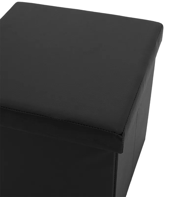 Σκαμπό-μπαούλο Crystal pakoworld pu μαύρο 38x38x38εκ (1 τεμάχια)