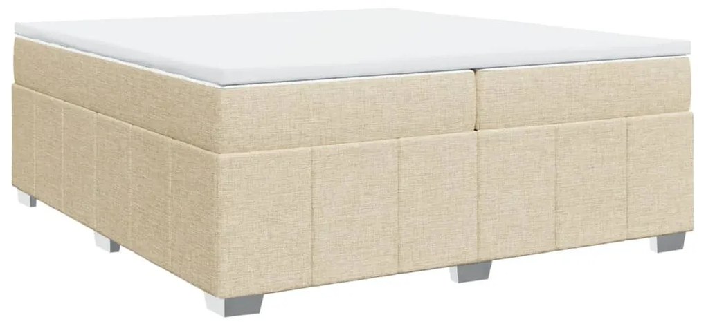 vidaXL Κρεβάτι Boxspring με Στρώμα Κρεμ 200x200 εκ. Υφασμάτινο