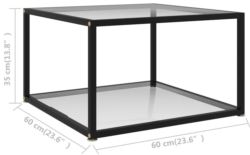 vidaXL Τραπεζάκι Σαλονιού Διαφανές 60 x 60 x 35 εκ. από Ψημένο Γυαλί