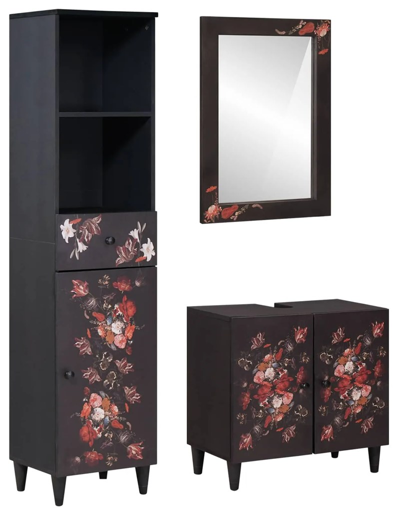 vidaXL Σετ Ντουλαπιών Μπάνιου με συρτάρι 3 pcs Στερεό ξύλο μάνγκο