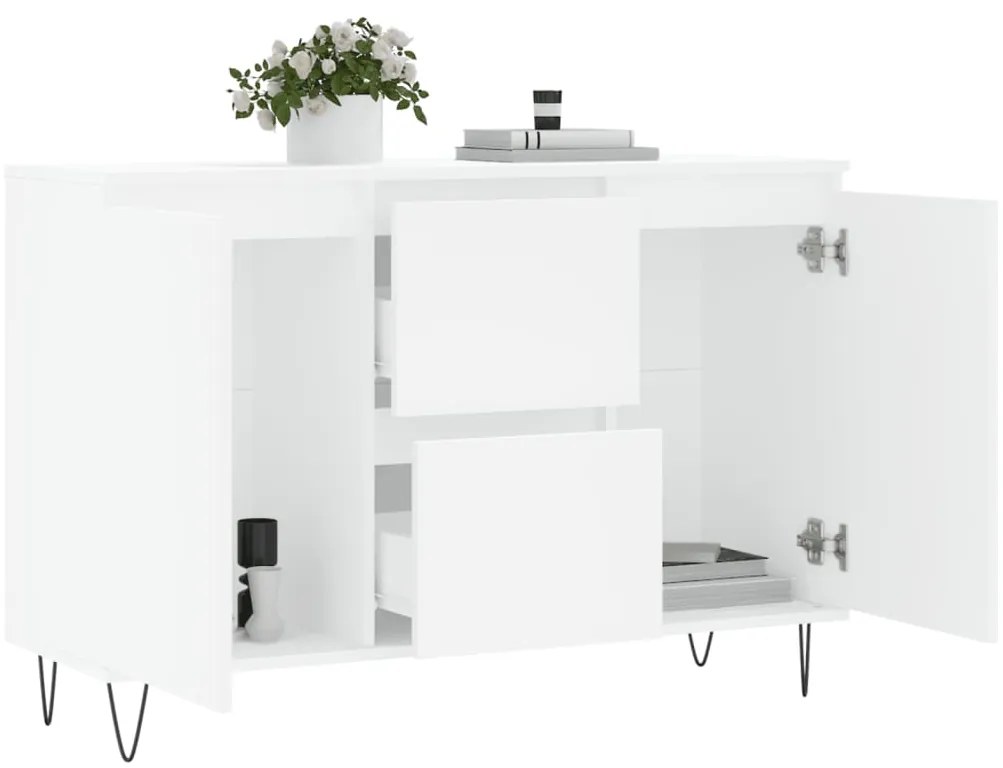 vidaXL Μπουφές Λευκός 101,5 x 35 x 70 εκ. από Επεξεργασμένο Ξύλο