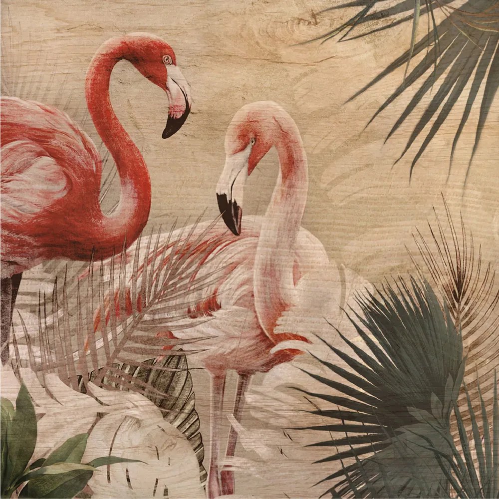 Tropical Flamingos πίνακας διακόσμησης 29 x 29 x 0,60 εκ (21353) - 21353