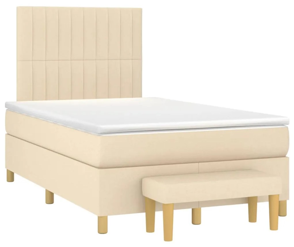 vidaXL Κρεβάτι Boxspring με Στρώμα Κρεμ 120x190 εκ. Υφασμάτινο