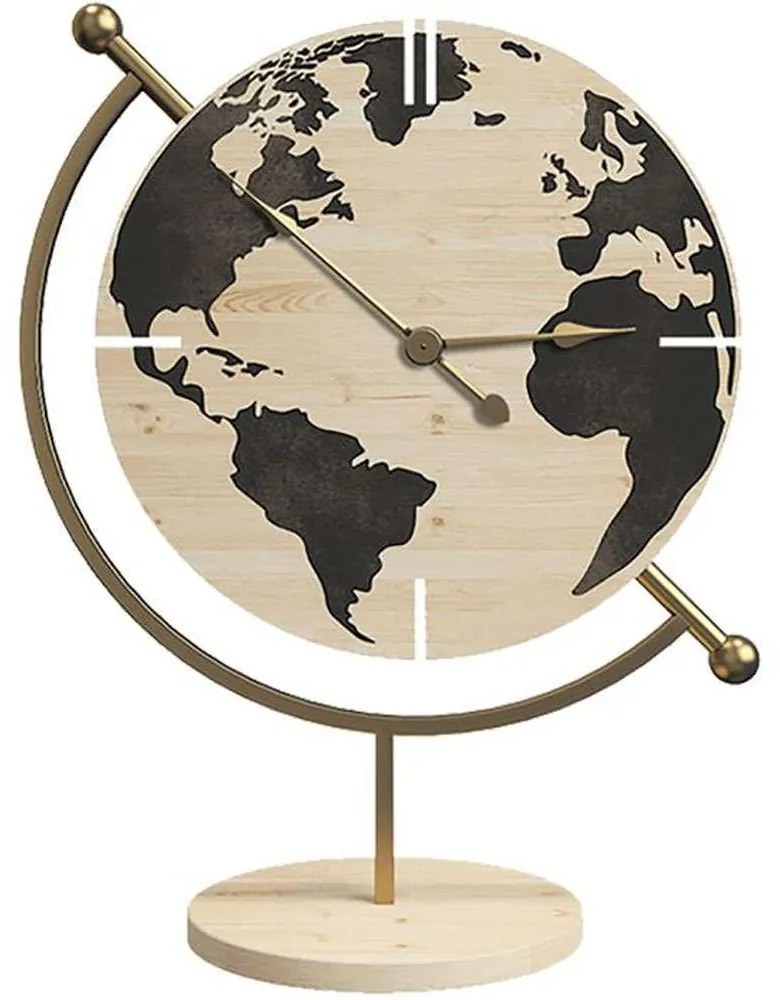 Ρολόι Επιτραπέζιο Globe 125-222-339 22,5x12x30,5cm Multi Μέταλλο,Ξύλο