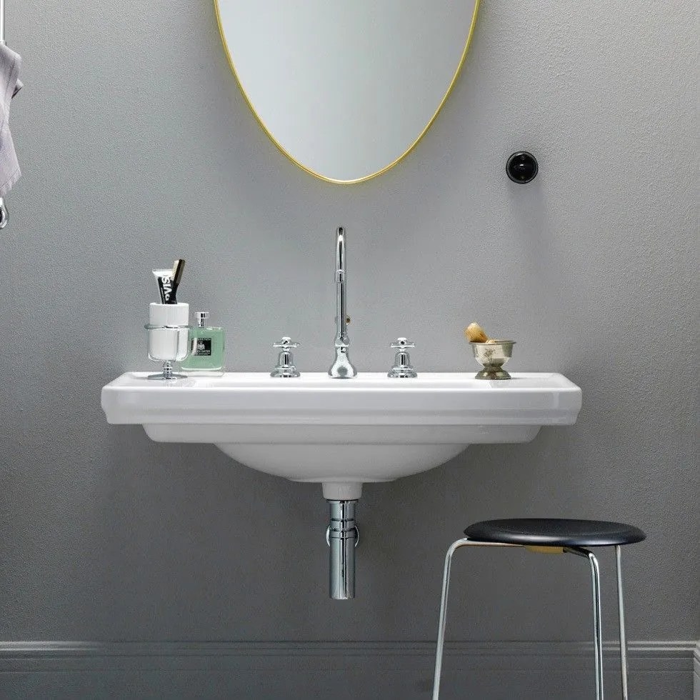 GSI Classic 8731 White Πορσελάνινος Extraglaze Νιπτήρας Μπάνιου Επίτοιχος Κρεμαστός 60x46 cm