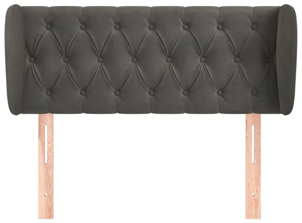 Κεφαλάρι με Πτερύγια Σκούρο Γκρι 93x23x78/88 εκ. Βελούδινο - Γκρι