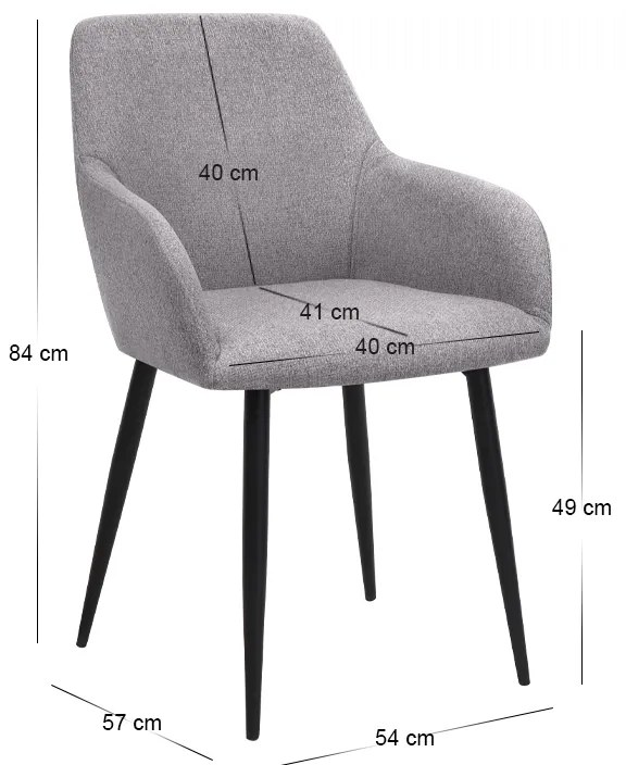 Πολυθρόνα τραπεζαρίας Monica Megapap ανοιχτό μπεζ ύφασμα - μεταλλικό μαύρο πόδι 54x57x84εκ.