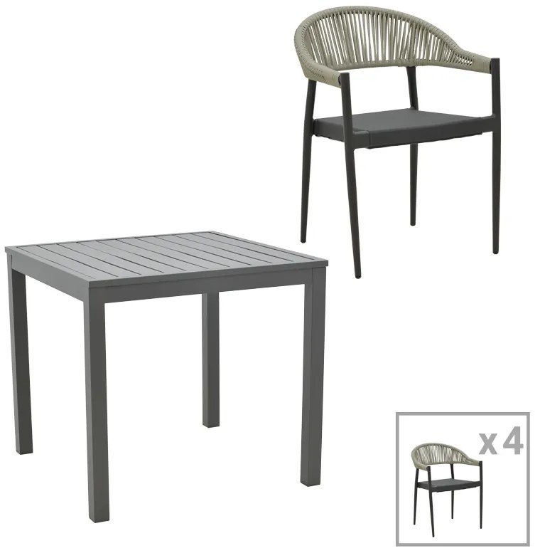 Intrahome Τραπεζαρία Kliton- Elation σετ 5τεμ Intrahome  αλουμίνιο σε ανθρακί απόχρωση 80x80x74εκ | SKU: INTRAPA-311111971