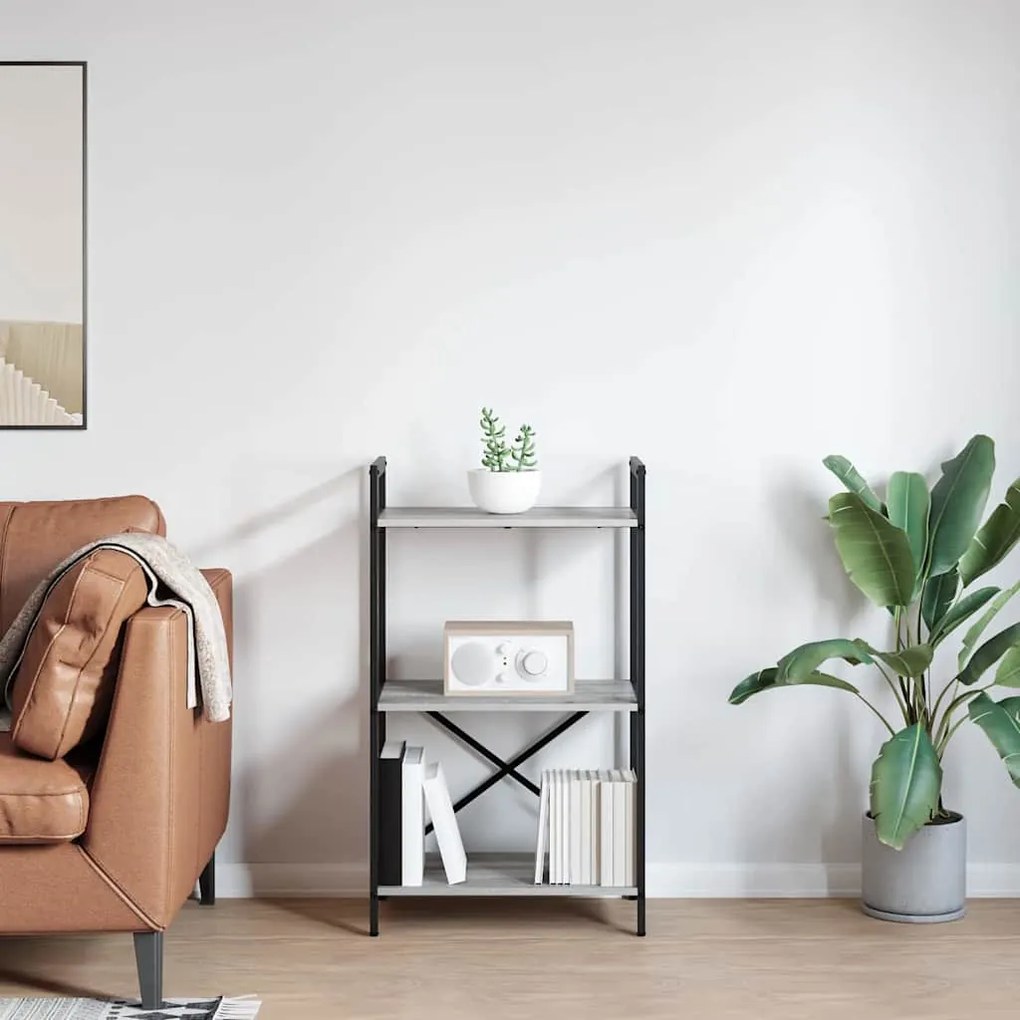 vidaXL Ράφι Βιβλίων Γκρίζο Σονομα 56 x 34 x 96 εκ Επεξεργασμένο ξύλο