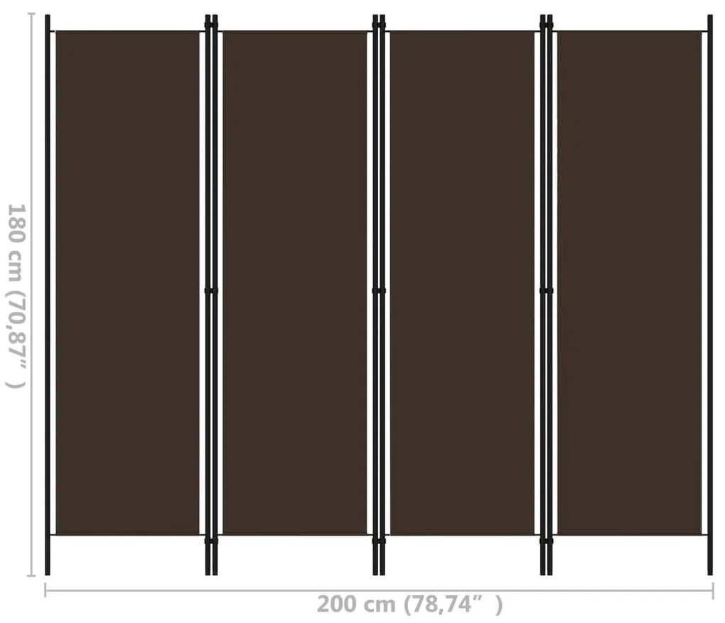 vidaXL Διαχωριστικό Δωματίου με 4 Πάνελ Καφέ 200 x 180 εκ.