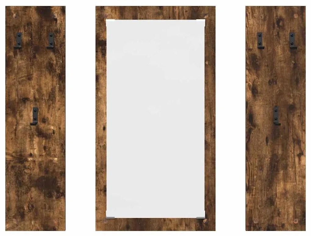 vidaXL Τοίχου Κρεμάστρα Επιτοίχιο Καπνιστό Δρύς 96 x 1,5 x 90 εκ