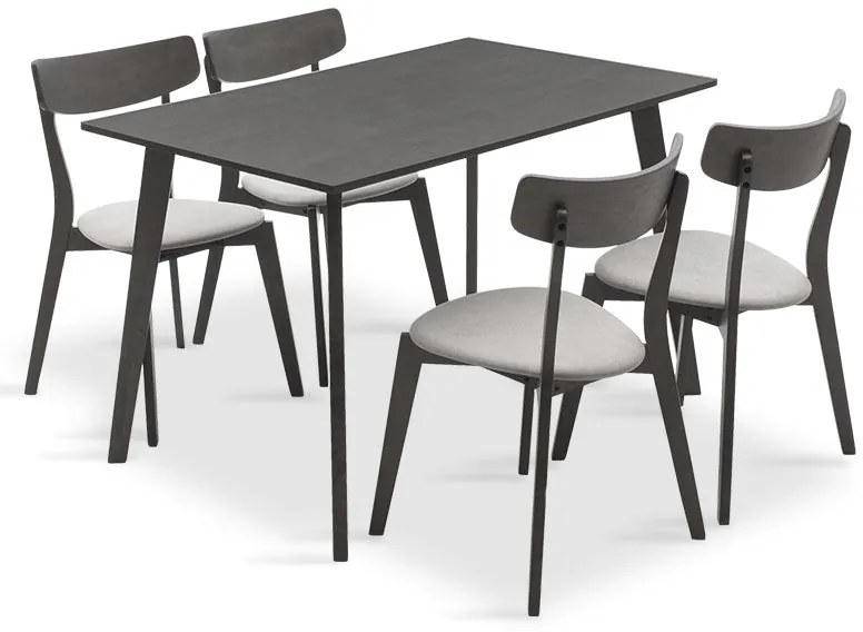 Tραπεζαρία Benson - Toto pakoworld σετ 5τμχ rustic grey - ύφασμα γκρι 120x75x75εκ