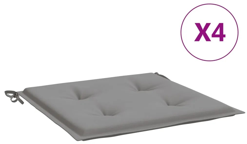 vidaXL Μαξιλάρια Καρέκλας Κήπου 4 τεμ. Γκρι 50x50x3 εκ.Ύφασμα Oxford