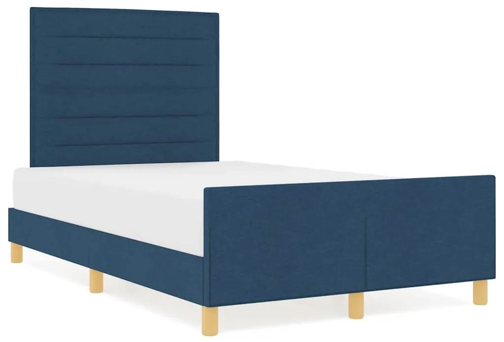 vidaXL Σκελετός Κρεβατιού με κεφαλάρι Μπλε 120 x 200 cm ύφασμα