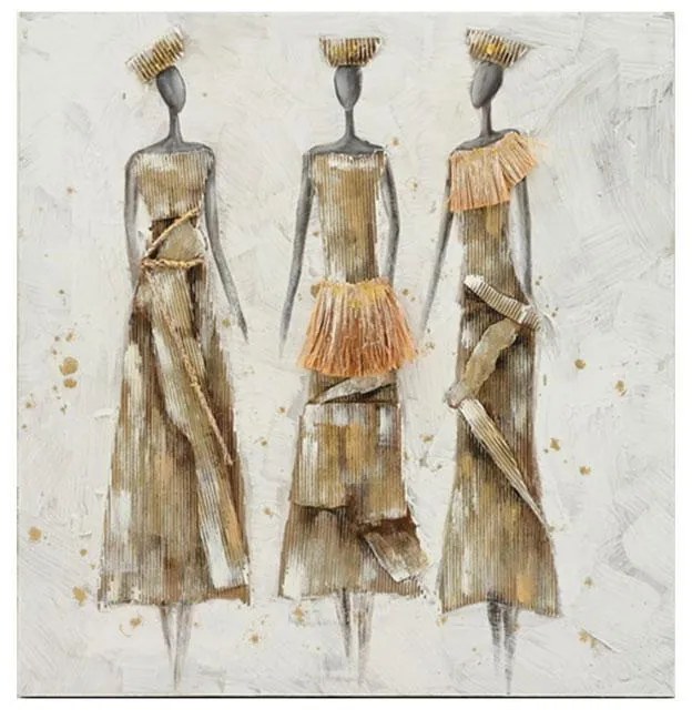 ΠΙΝΑΚΑΣ ΣΕ ΚΑΜΒΑ Fylliana &quot;Three african ladies&quot; 80x3x80cm