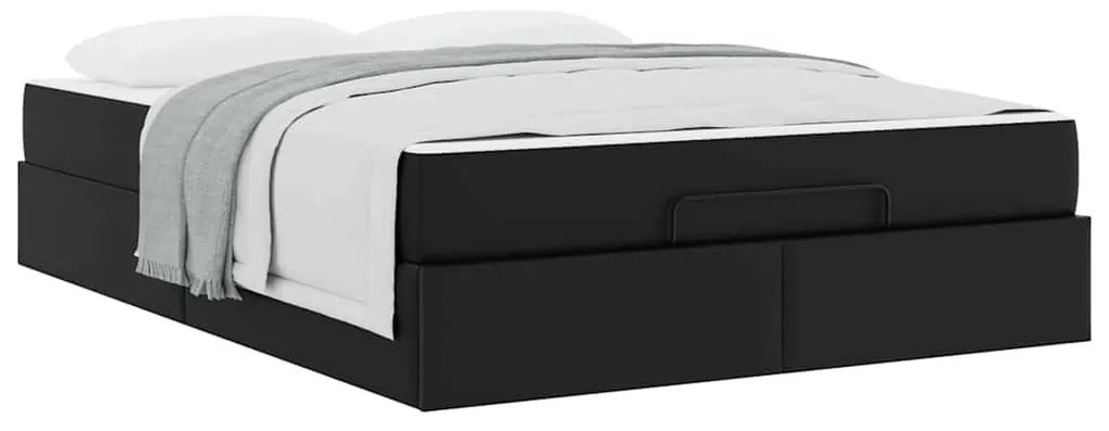 vidaXL Σκελετός κρεβατιού με στρώμα με στρώμα 2 pcs Μαύρο PVC