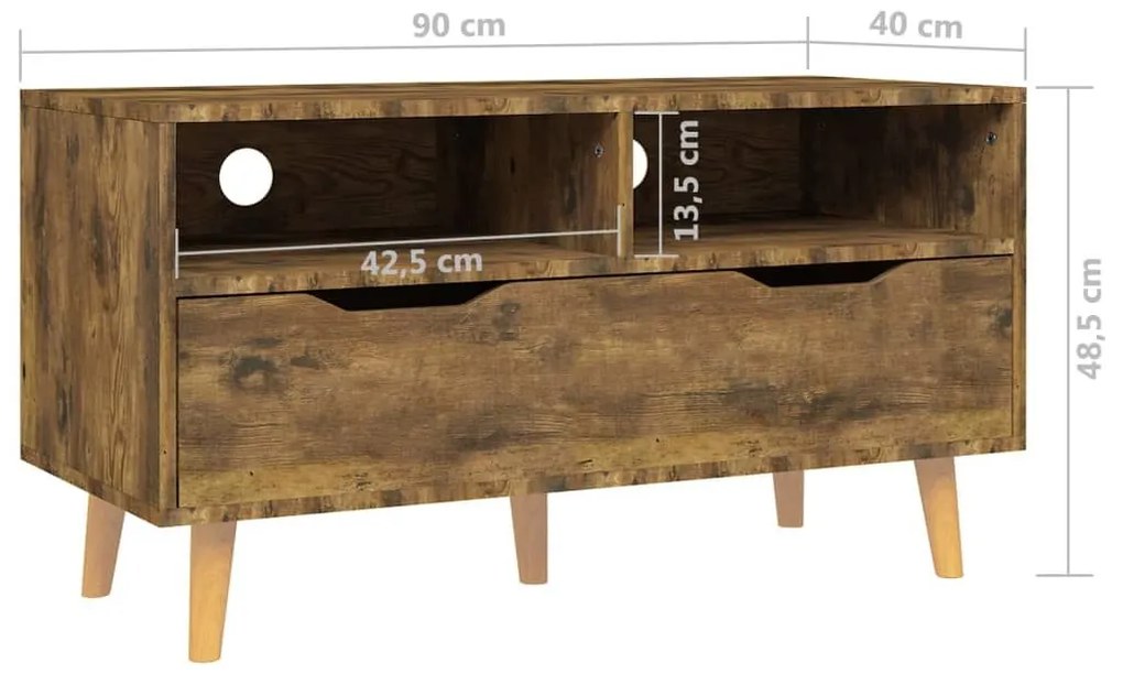 Έπιπλο Τηλεόρασης Καπνιστή Δρυς 90x40x48,5εκ Επεξεργασμένο Ξύλο - Καφέ