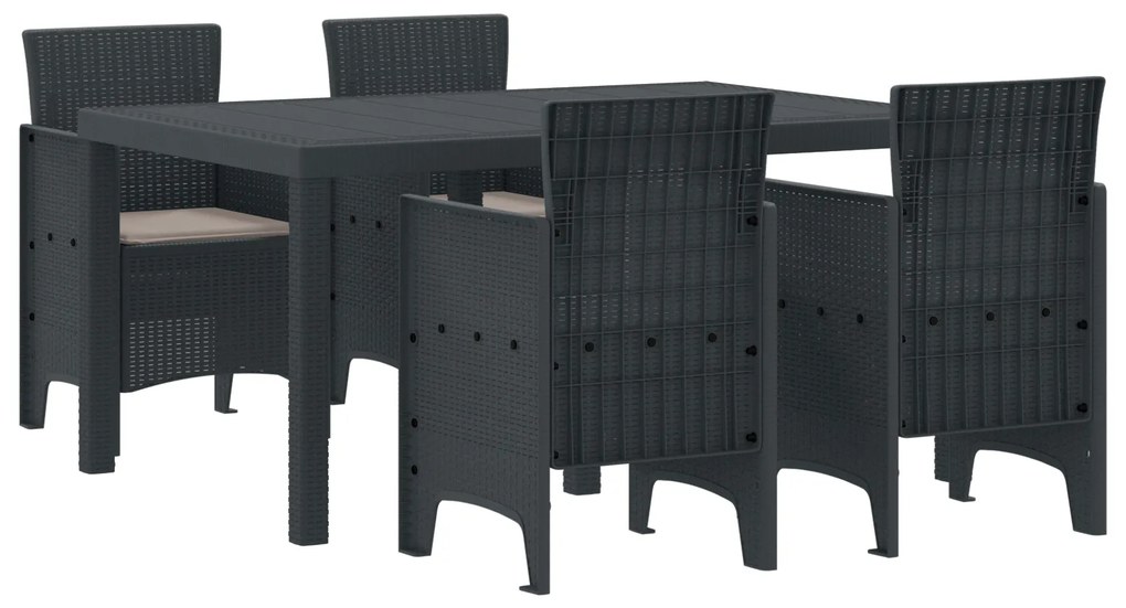 vidaXL Σετ Τραπεζαρίας Κήπου 5 pcs Ανθρακί 150 x 100 x 73 εκ.
