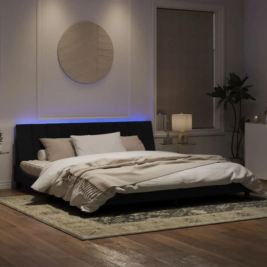 Πλαίσιο Κρεβατιού με LED Μαύρο 200 x 200 εκ. Βελούδινο - Μαύρο