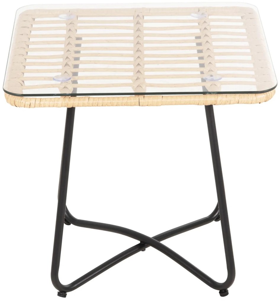 ΤΡΑΠΕΖΑΚΙ GERRY  ΜΕ WICKER ΜΠΕΖ-ΜΑΥΡΟ ΜΕΤΑΛ.ΣΚΕΛΕΤΟ 50x50x47,5Υεκ.