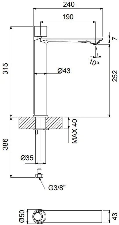 Μπαταρία νιπτήρα με βαλβίδα Clic Clac Halo Vicario Plus-Inox