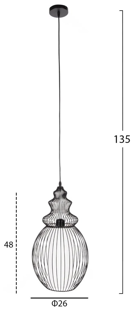 ΦΩΤΙΣΤΙΚΟ ΟΡΟΦΗΣ HM4184 ΜΑΥΡΟ 26x26x48 εκ. - 0537133 - HM4184