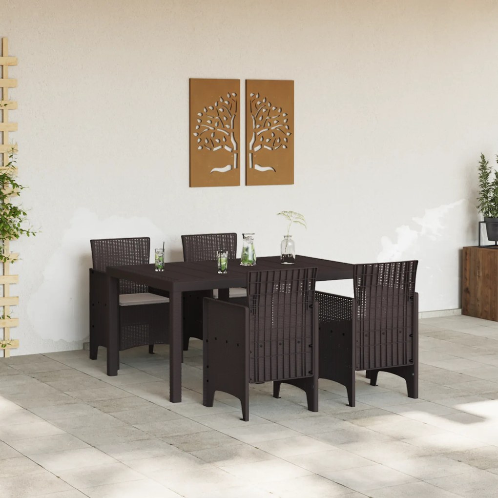vidaXL Σετ Τραπεζαρίας Κήπου 5 pcs Καφέ 150 x 100 x 73 εκ.