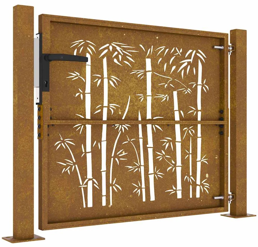 vidaXL Πόρτα Κήπου από Μπαμπού με Σχέδιο Ατσάλι Corten 100x100 εκ.
