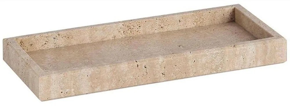 Διακοσμητικός Δίσκος Travertine AH-AX24153 15x13x3cm Marble Beige Andrea House Μάρμαρο