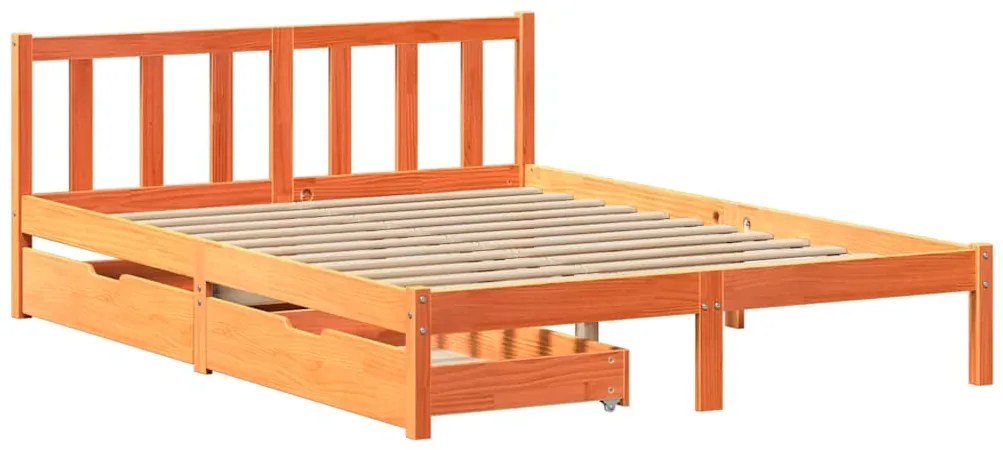 vidaXL Σκελετός Κρεβ. Χωρίς Στρώμα Καφέ Κεριού 150x200 εκ Μασίφ Πεύκο