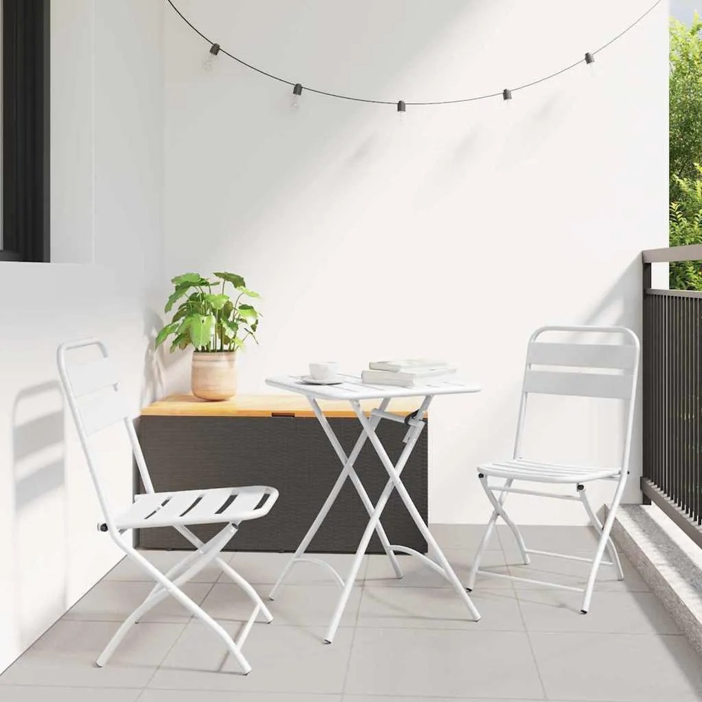 vidaXL Πτυσσόμενη Καρέκλα Κήπου 2 pcs Λευκό 55 x 56.5 x 91εκ Ατσάλι