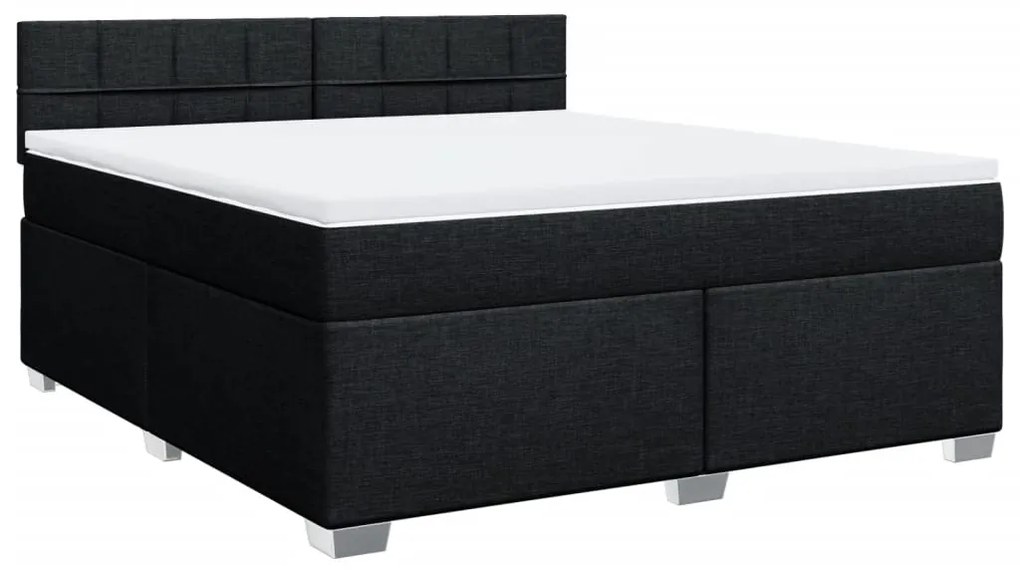 vidaXL Κρεβάτι Boxspring με Στρώμα Μαύρο 180x200 εκ. Υφασμάτινο