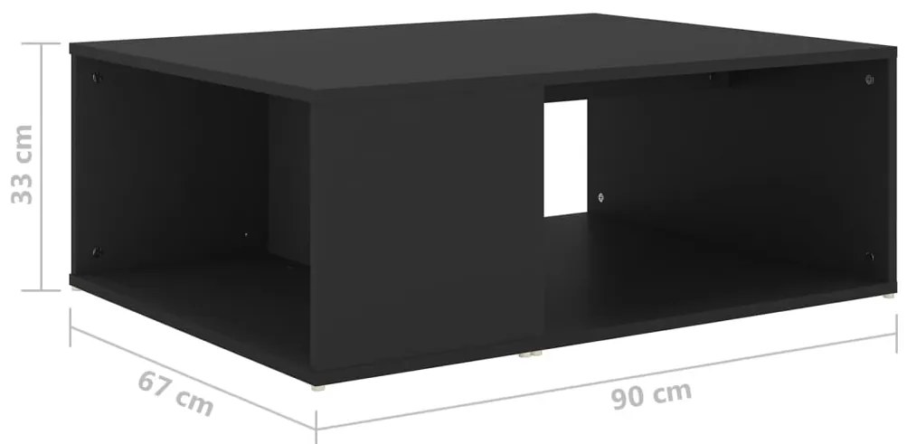 vidaXL Τραπεζάκι Σαλονιού Μαύρο 90 x 67 x 33 εκ. Επεξεργασμένο Ξύλο