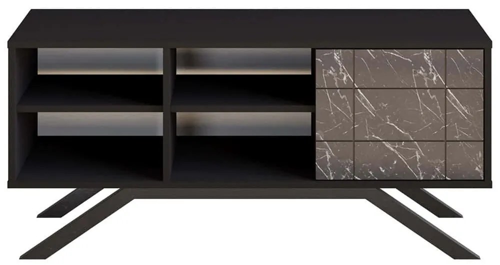 Έπιπλο Τηλεόρασης North 788DEC4037 130x58,6x38,6cm Marble Effect Black