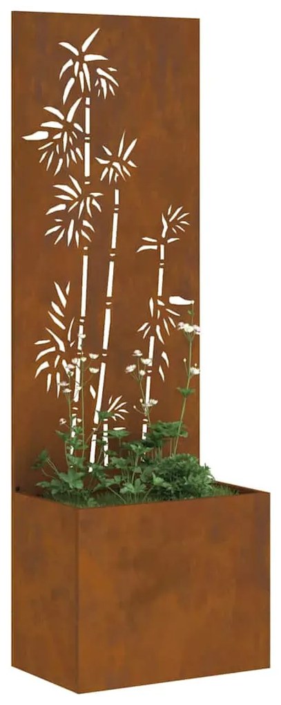 vidaXL Γλάστρα Κήπου με Διακοσμητική Πάνελ Σκ rusty 50 x 140 cm