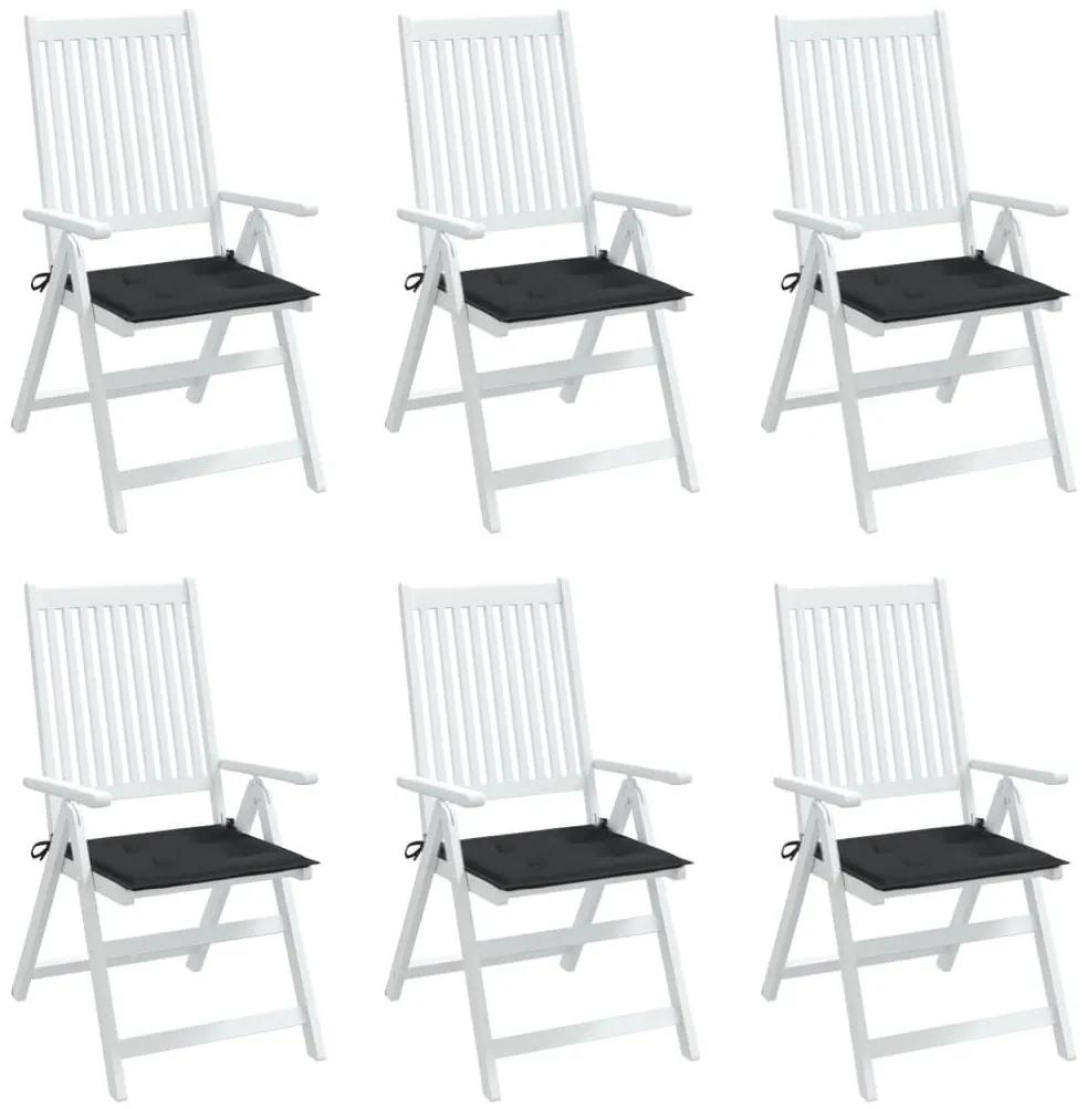 Μαξιλάρια Καρέκλας Κήπου 6 τεμ. Μαύρα 50x50x3 εκ. Oxford Ύφασμα - Μαύρο