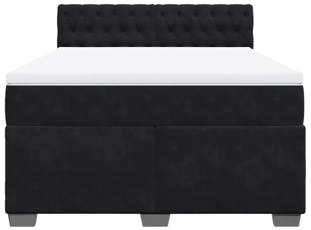 vidaXL Κρεβάτι Boxspring με Στρώμα Μαύρο 160x200 εκ. Βελούδινο