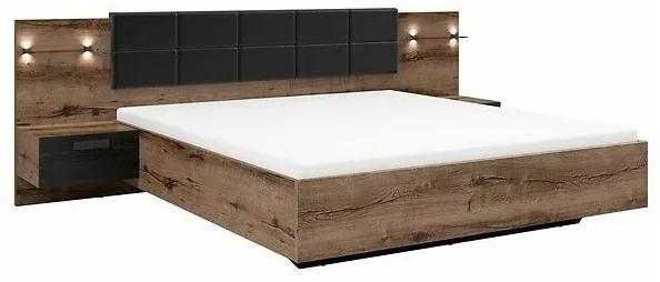 Κρεβάτι Boston BT118 Με κομοδίνα, Διπλό, Καφέ, 180x200, Πλαστικοποιημένη μοριοσανίδα, 285x206x99cm, 104 kg | Epipla1.gr