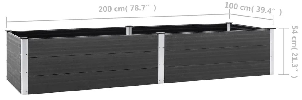 vidaXL Ζαρντινιέρα Υπερυψωμένη Γκρι 200 x 100 x 54 εκ. από WPC