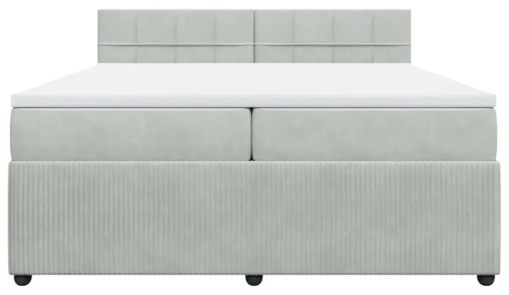 vidaXL Κρεβάτι Boxspring με Στρώμα Ανοιχτό Γκρι 200x200 εκ. Βελούδινο