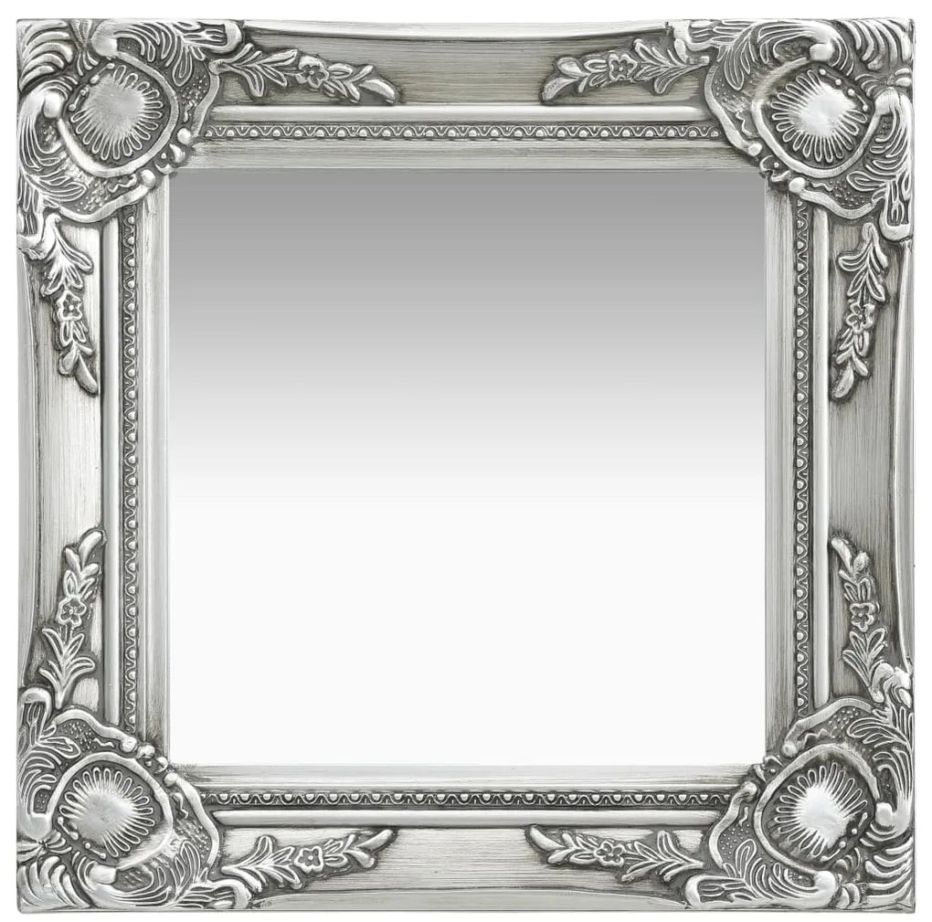 vidaXL Καθρέφτης Τοίχου με Μπαρόκ Στιλ Ασημί 40 x 40 εκ.