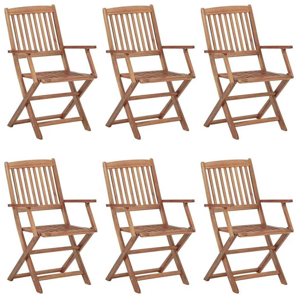 Καρέκλες Κήπου Πτυσσόμενες 6 τεμ Μασίφ Ξύλο Ακακίας &amp; Μαξιλάρια - Γκρι