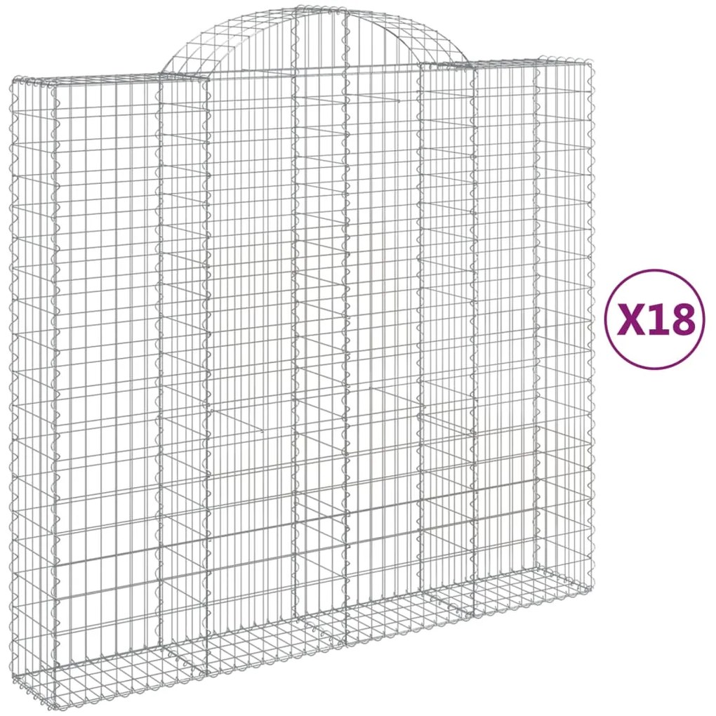 vidaXL Συρματοκιβώτια Τοξωτά 18 τεμ. 200x50x180/200 εκ. Γαλβαν. Ατσάλι