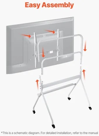 VEVOR Rolling TV Stand Mobile TV Cart Holds Up to 198 lbs for 35-100 In Screens