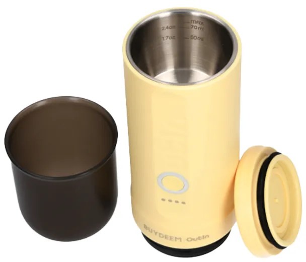 Φορητή μηχανή espresso BUYDEEM Nano OTEM-01, 7500 mAh, 20 bar, 50 ml, 12/24V, φόρτιση USB και Type-C, έδαφος + κάψουλες, κίτρινο