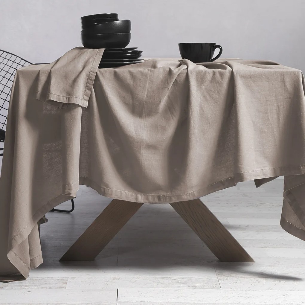 Τραπεζομάντηλο (150x250) Nef-Nef Homeware Cotton Linen Beige