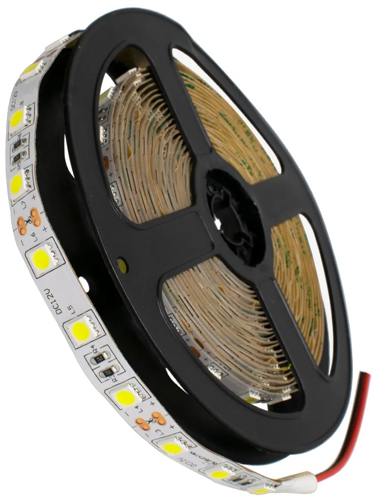 GloboStar® 70020 Ταινία LED SMD 5050 5m 14.4W/m 60LED/m 1584lm/m 120° DC 12V IP20 Ψυχρό Λευκό 6000K - 5 Χρόνια Εγγύηση